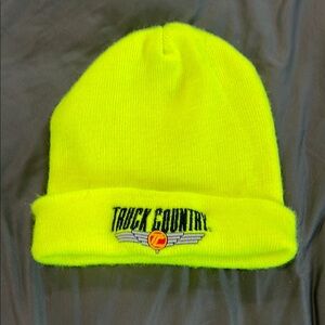 Yellow Knit Beanie Hat with Embroidered Design